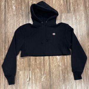 Champion Black Cropped Hoodie